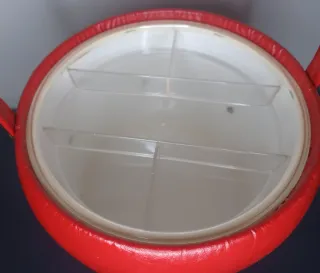 Cesta Costura Vintage en Piel Roja Años 1970