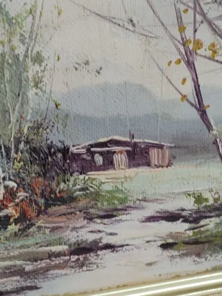 Cuadro Pintura Paisaje Cabaña