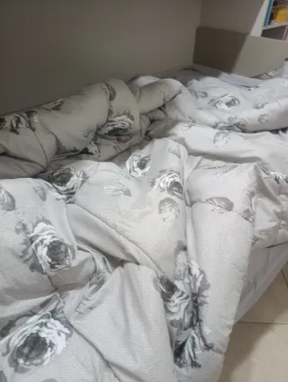 Piumone matrimoniale cotone grigio e bianco