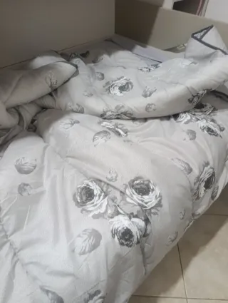 Piumone matrimoniale cotone grigio e bianco