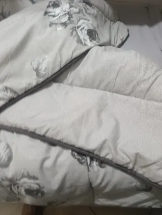 Piumone matrimoniale cotone grigio e bianco