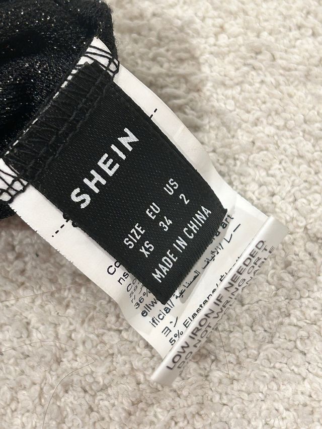 Top Shein Negro Brillos Talla XS