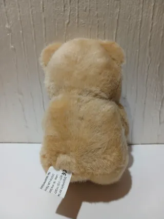 Oso de peluche vintage con lazo rojo 16cm