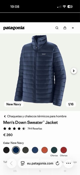 Chaqueta Patagonia Down Sweater Jacket Azul M