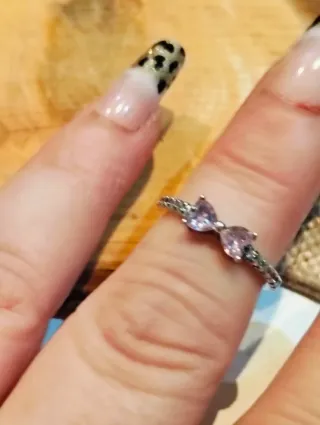 Anillo Plata Lazo Rosa Talla 52