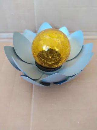Lámpara Solar Flor de Loto 25cm METAL