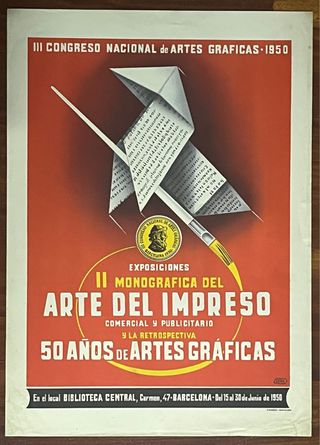 CARTEL - III CONGRESO NACIONAL ARTES GRAFICAS 1950