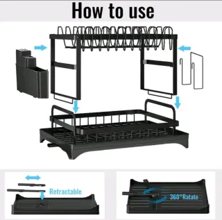 Escurridor de platos de metal y cristal