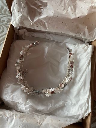 Tiara Novia/Comunión Flores Plata