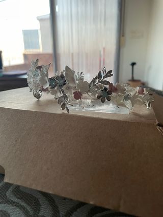 Tiara Novia/Comunión Flores Plata