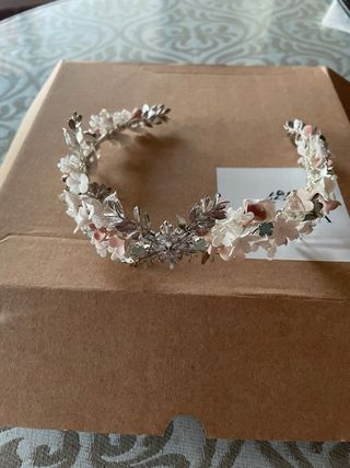 Tiara Novia/Comunión Flores Plata