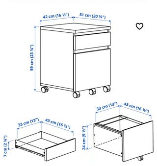 Cajonera escritorio con ruedas Ikea MALM