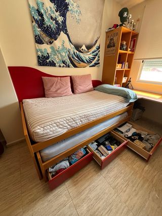 Cama nido con cajones y 2 colchones