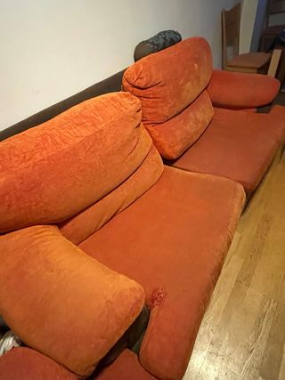 Sofá 3 Plazas Tela Naranja y Marrón Urge venta