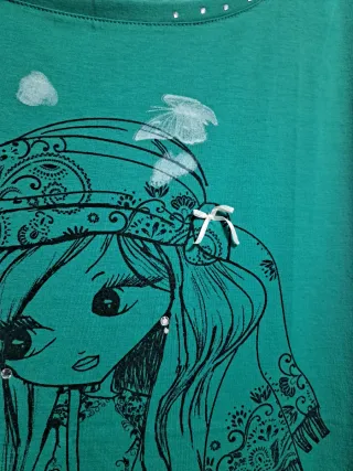 Camiseta verde talla 46 con dibujo original