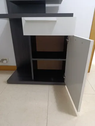 MUEBLE ENTRADA CASA CON ESPEJO GRIS CENIZA/ BLANCO