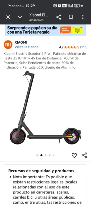 Patinete Eléctrico Xiaomi 4 Pro