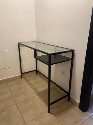 Mesa de entrada cristal y metal negra