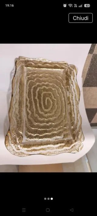 Vassoio in vetro sonoro superiore oro e bianco