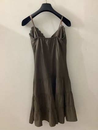 Vestito donna in puro lino verde oliva