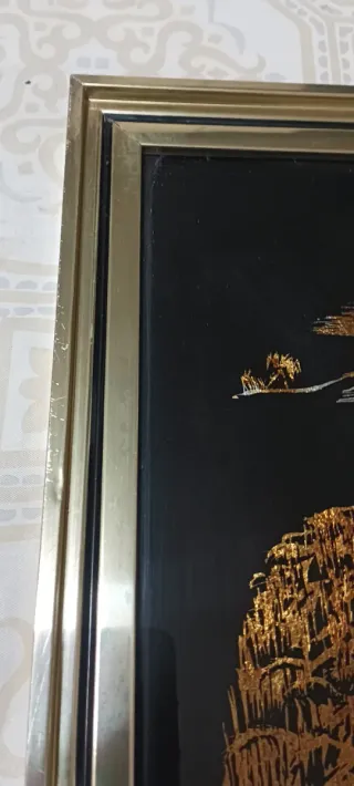 Cuadro Geisha Papel Oro y Plata