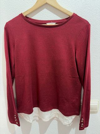 Jersey fino rojo y blanco