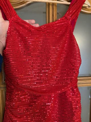 Vestido Elegante Carmesí Lentejuelas Talla S/M