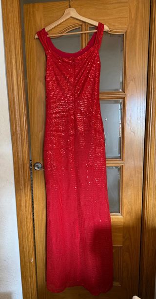 Vestido Elegante Carmesí Lentejuelas Talla S/M