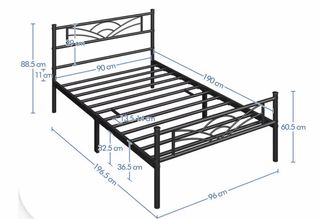 Base cama metálica negra 190x90