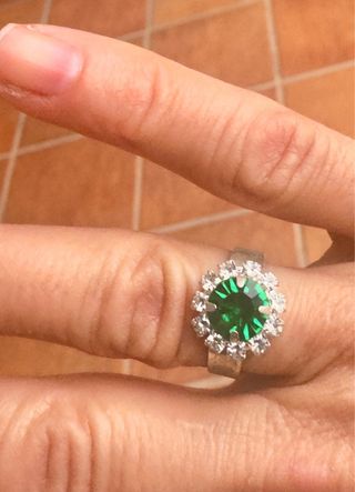 Conjunto Bisutería Cristal Verde y Plata 4 Piezas