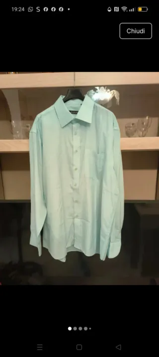 Camicia da uomo colore turchese in fresco cotone