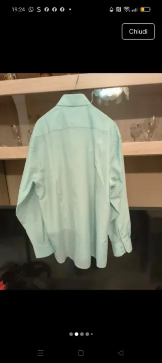 Camicia da uomo colore turchese in fresco cotone