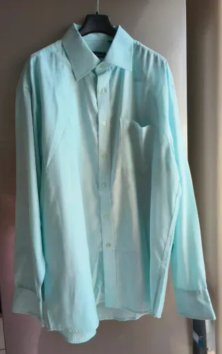 Camicia da uomo colore turchese in fresco cotone