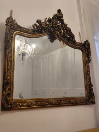 Espejo maison du monde negro y oro