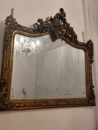 Espejo maison du monde negro y oro