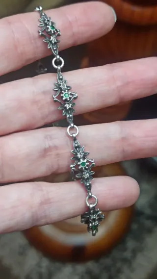 Pulsera Plata Isabelina con Piedras Verdes