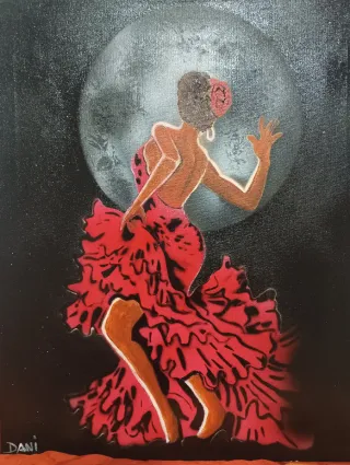 Lienzo Flamenco 40x50.las flamencas cada una