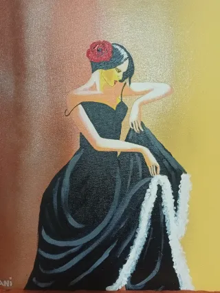 Lienzo Flamenco 40x50.las flamencas cada una