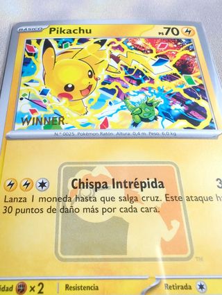 Carta Pokémon Pikachu SPV 225 Winner sello de Liga