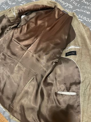 Americana Massimo Dutti 100% Lino Beige/verde
