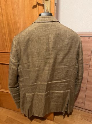 Americana Massimo Dutti 100% Lino Beige/verde