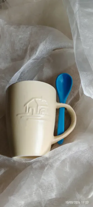 Tazza in ceramica Mulino Bianco con cucchiaino