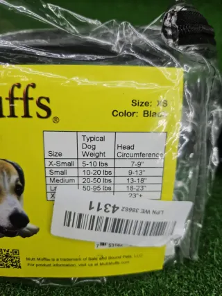 Mutt Muffs Protección Auditiva Perro XS Negro