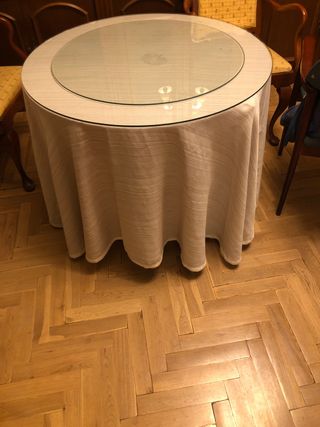 Mesa camilla redonda 90cm con cristal