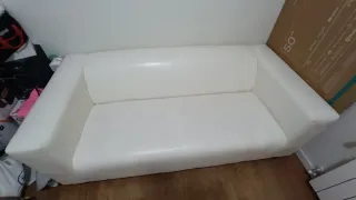 Sofá 2 plazas cuero blanco