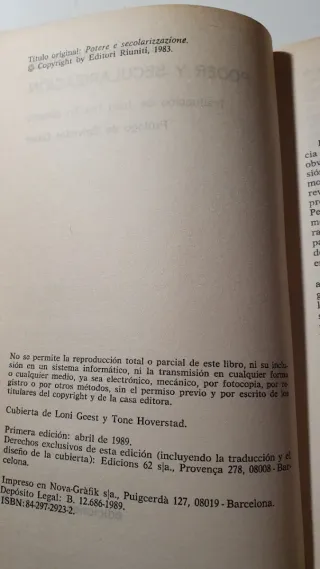 Poder y secularización. Giacomo Marramao