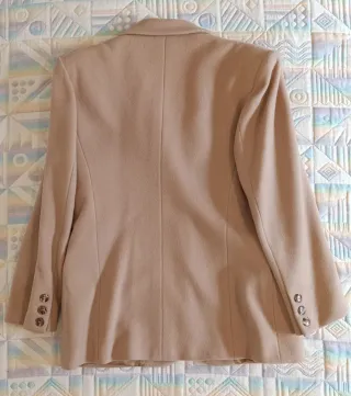 Traje mujer lana beige chaqueta falda Corté inglés