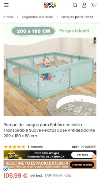 Parque infantil bebé Costway