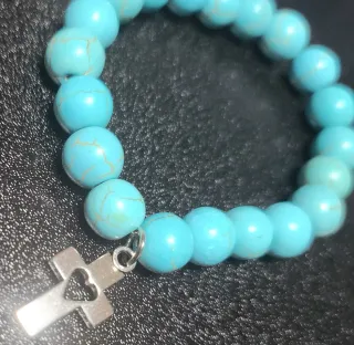 Pulsera Turquesa con Colgante Cruz