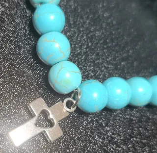 Pulsera Turquesa con Colgante Cruz